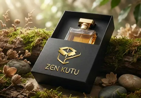 ZKOK-002 Siyah Premium Parfüm Sıvama Kutusu — Varak Baskılı